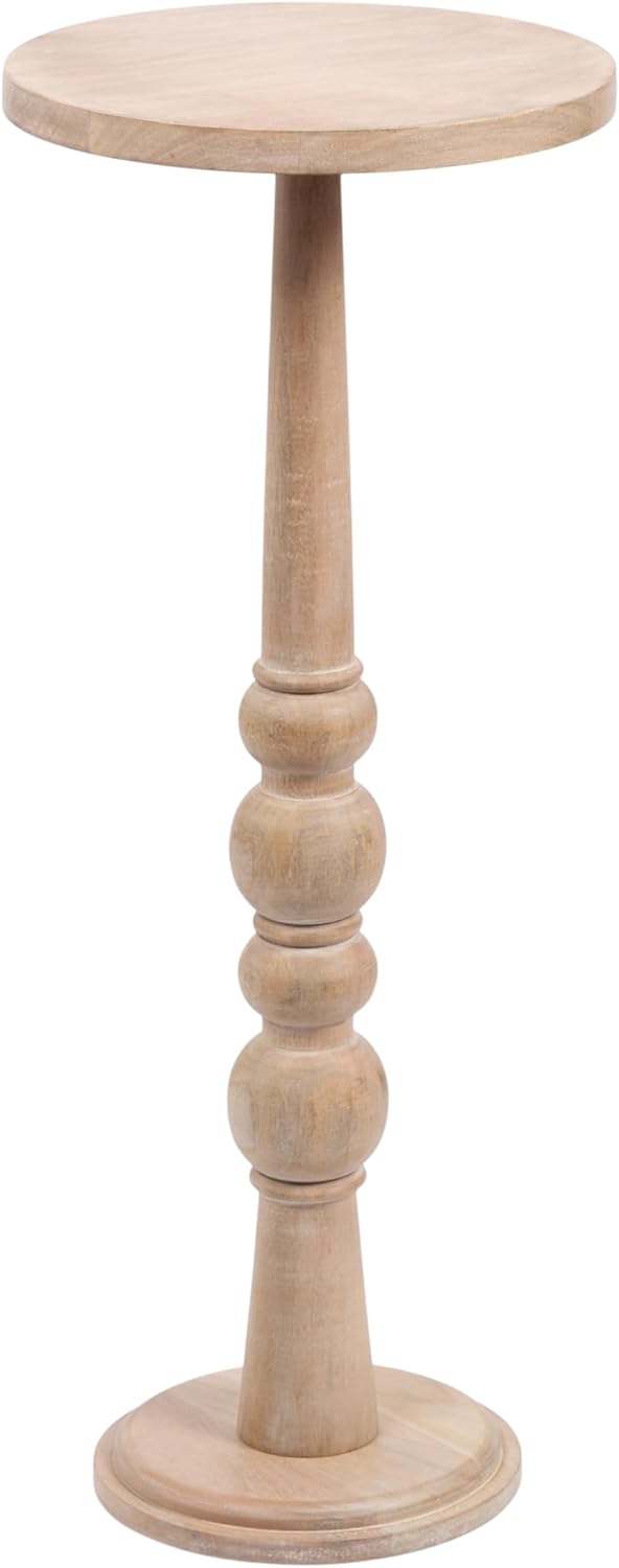 Kate and Laurel Wegner Traditional Wooden Round Drink Table, 12 x 12 x 30, Li...