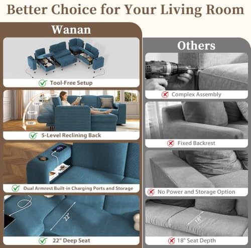 wanan Sectional Sleeper Sofa with Pull Out Couch Bed, 7 Seats Modular U Shape...