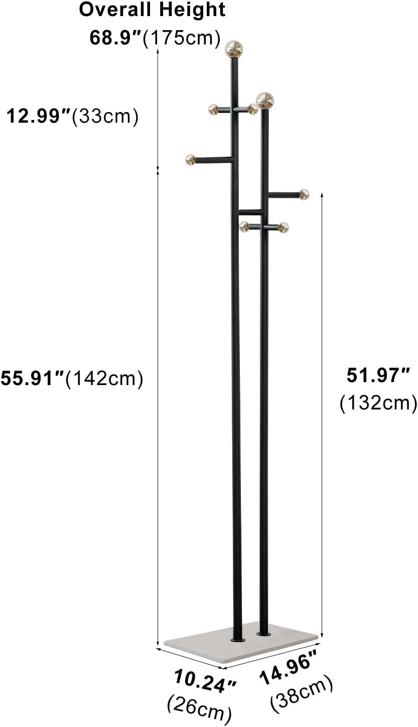 JIAYUEJU Metal Standing Coat Rack for Entryway Bedroom Living Room (Black)