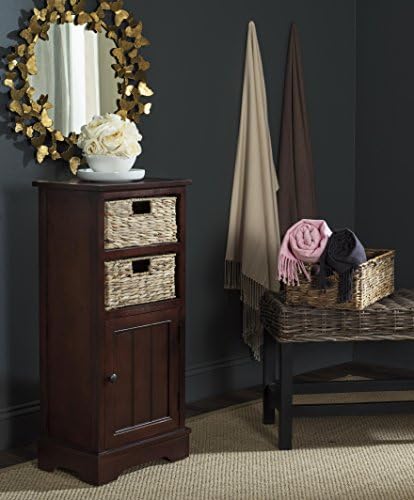 SAFAVIEH Connery Wood Storage Cabinet, 35" Farmhouse Cherry AMH5742C