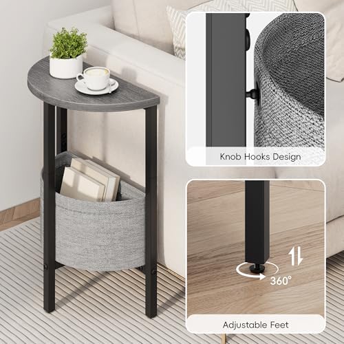Vagusicc Small Round Side Table End Table, Tall Accent Table with Storage Bas...
