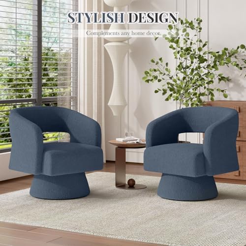Luxanimarion Swivel Barrel Accent Chair,Oversized Teddy Upholstered Round Swi...
