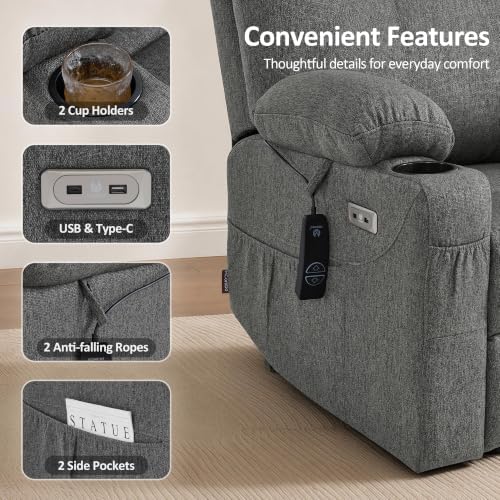 MCombo Power Lift Recliner Chair for Elderly 7040(Grey, Medium) | Heat and Ma...