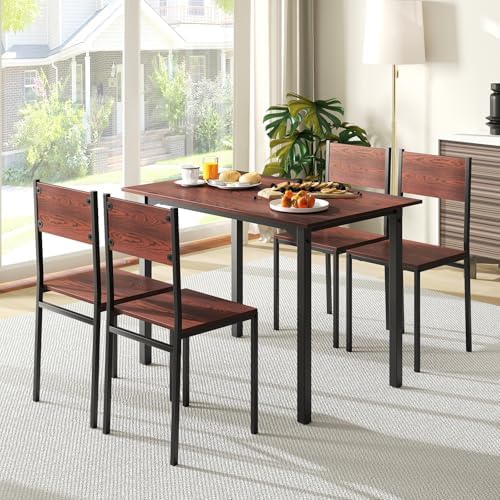 Giantex Dining Table Set for 4, 5-Piece Modern Kitchen Table and Chairs with ...