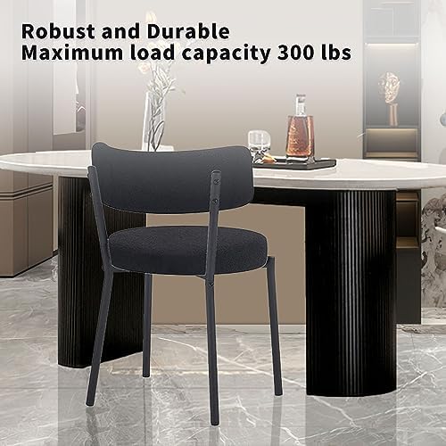 Boucle Dining Chairs Set of 4, Modern Round Upholstered Dining Chairs, Curved...