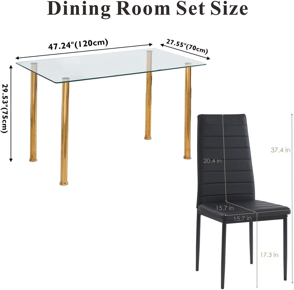 Dining Table Set for 4, 5 Piece Kitchen Table and Chairs for Dinette, Apartme...