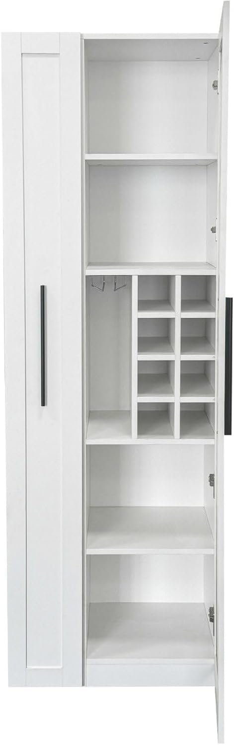 Kitchen Pantry Cabinet with Glass Door & Pull Out Shelves, 70.87" Ta...