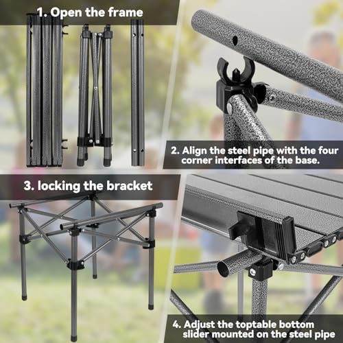 Opliy Portable Folding Camping Table for 2-4 Persons Aluminum Collapsible Tab...