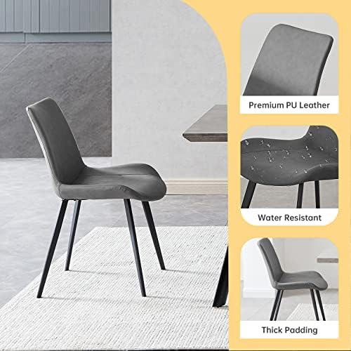 ZckyCine Modern Dining Table Set, 5-Piece, 46.5", 4 Upholstered Chairs