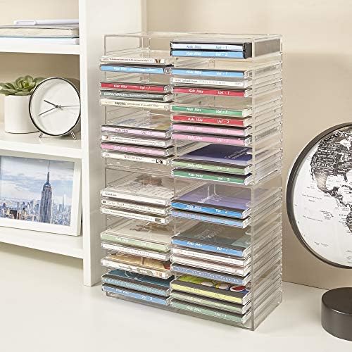 STORi Stackable Clear Plastic CD Organizer with Rubber Feet | Rectangular Jew...