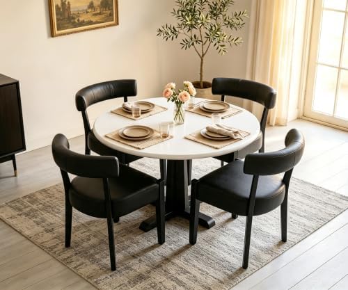 RNKSFX Black Dining Chairs Set of 4, Faux Leather Upholstered Kitchen & D...