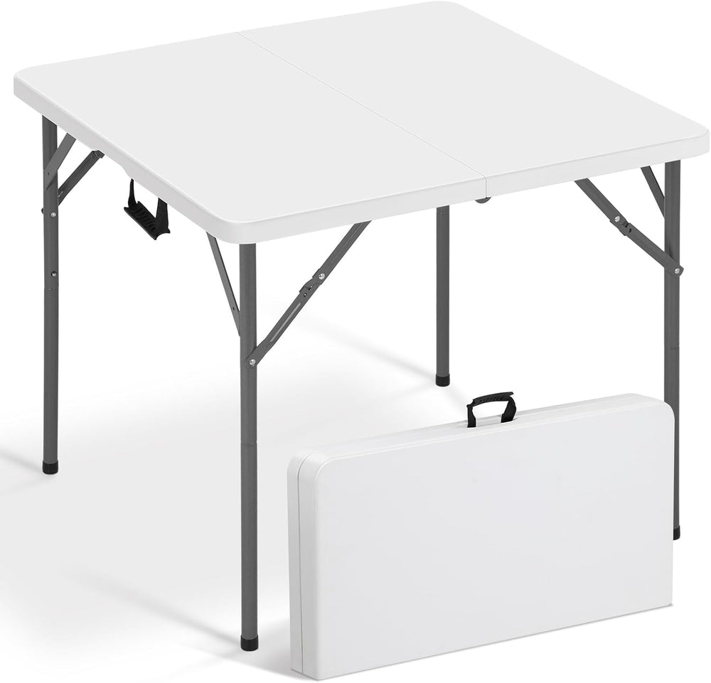 34" Square Folding Table Fold-in-Half Utility Dining Portable Table Heav...