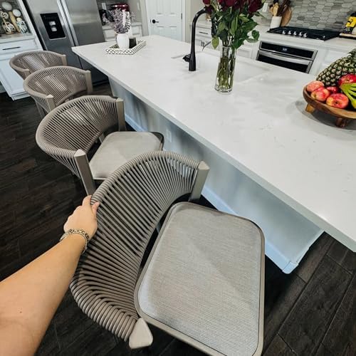 PURPLE LEAF Counter Height Bar Stool Set of 2 Patio Bar Stools Champagne