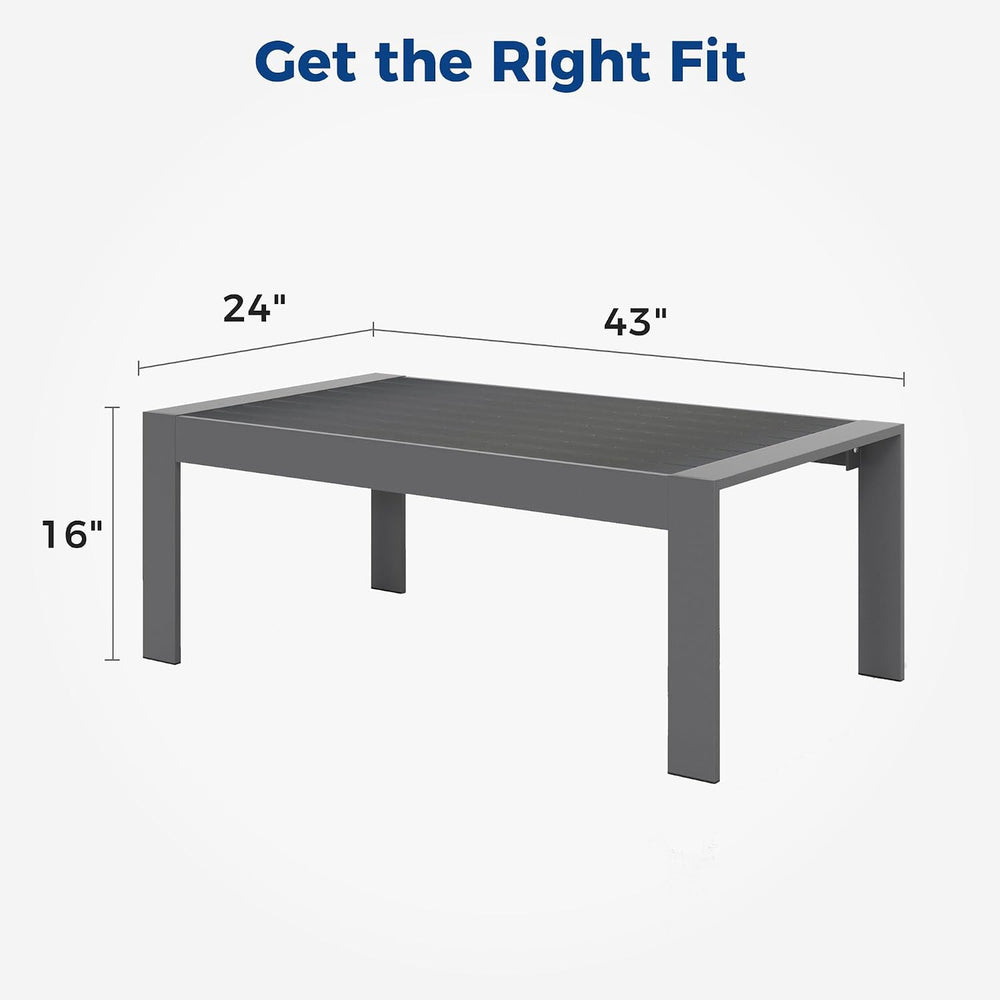 Wisteria Lane Aluminum Outdoor Patio Furniture Coffee Table, All-Weather Outd...