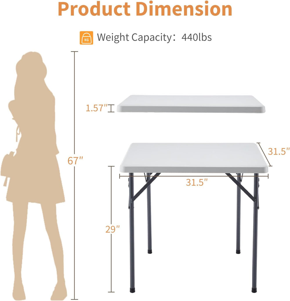 BOOSDEN 32 Inch Square Folding Table, Lightweight Card Table for Indoor Outdo...