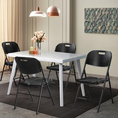 VINGLI Folding Chairs, Heavy Duty Foldable Chair Portable HDPE Plastic Seat w...
