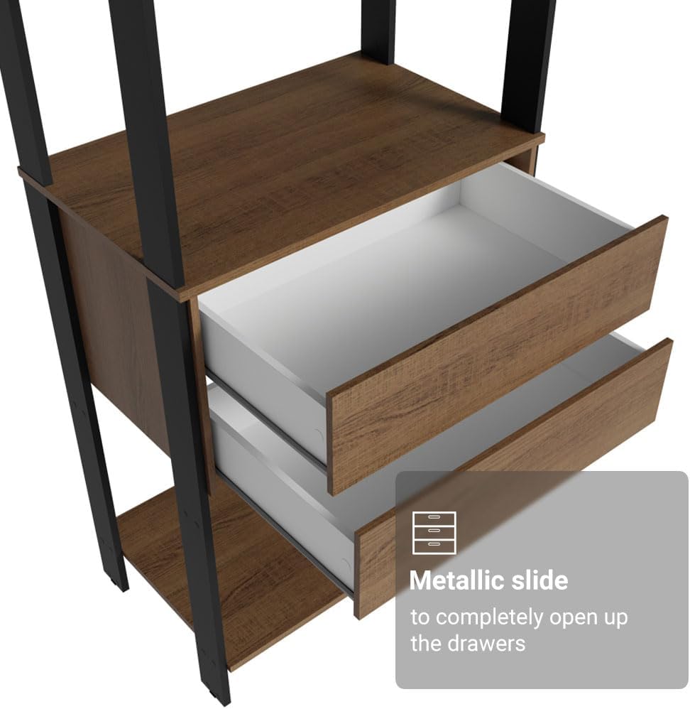 Madesa Kitchen Pantry Storage Rack 27" L with 2 Drawers and Open Shelves...