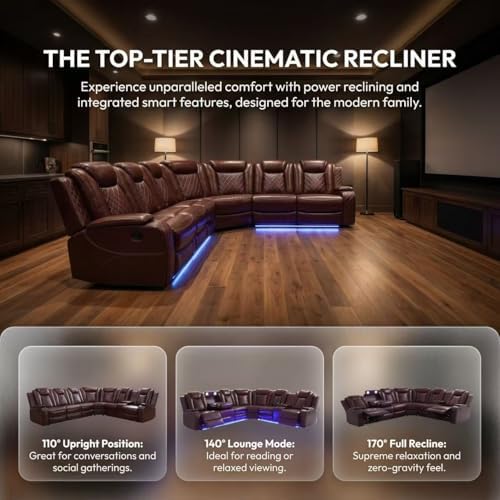 A Ainehome Power LED Reclining Sectional Sofa Set, Living Room Power Recliner...