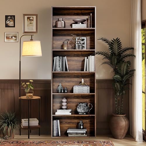 GRUSIGN 71" Tall 6-Tier Bookshelf, Large Open Display Bookcase with Ampl...