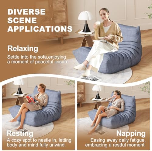 Bean Bag Chair for Adults, Memory Foam Bean Bag Sofa with Waterproof Fabric |...