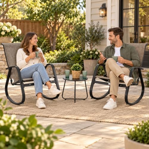Kozyard 3-Piece Outdoor Rocking Chair Set, Patio Bistro Set