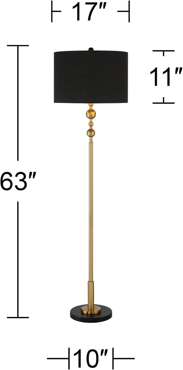 Possini Euro Design Harlowe 63" Tall Black and Gold Floor Lamp Living Room