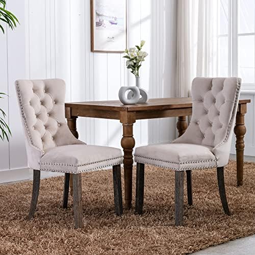Virabit Upholstered Dining Chairs Set of 4, Velvet Tufted Dining Chairs with ...