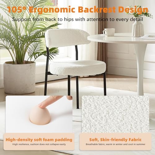 SoarFlash Dining Chairs, Beige Boucle Dining Chairs Set of 4, Kitchen Dining ...