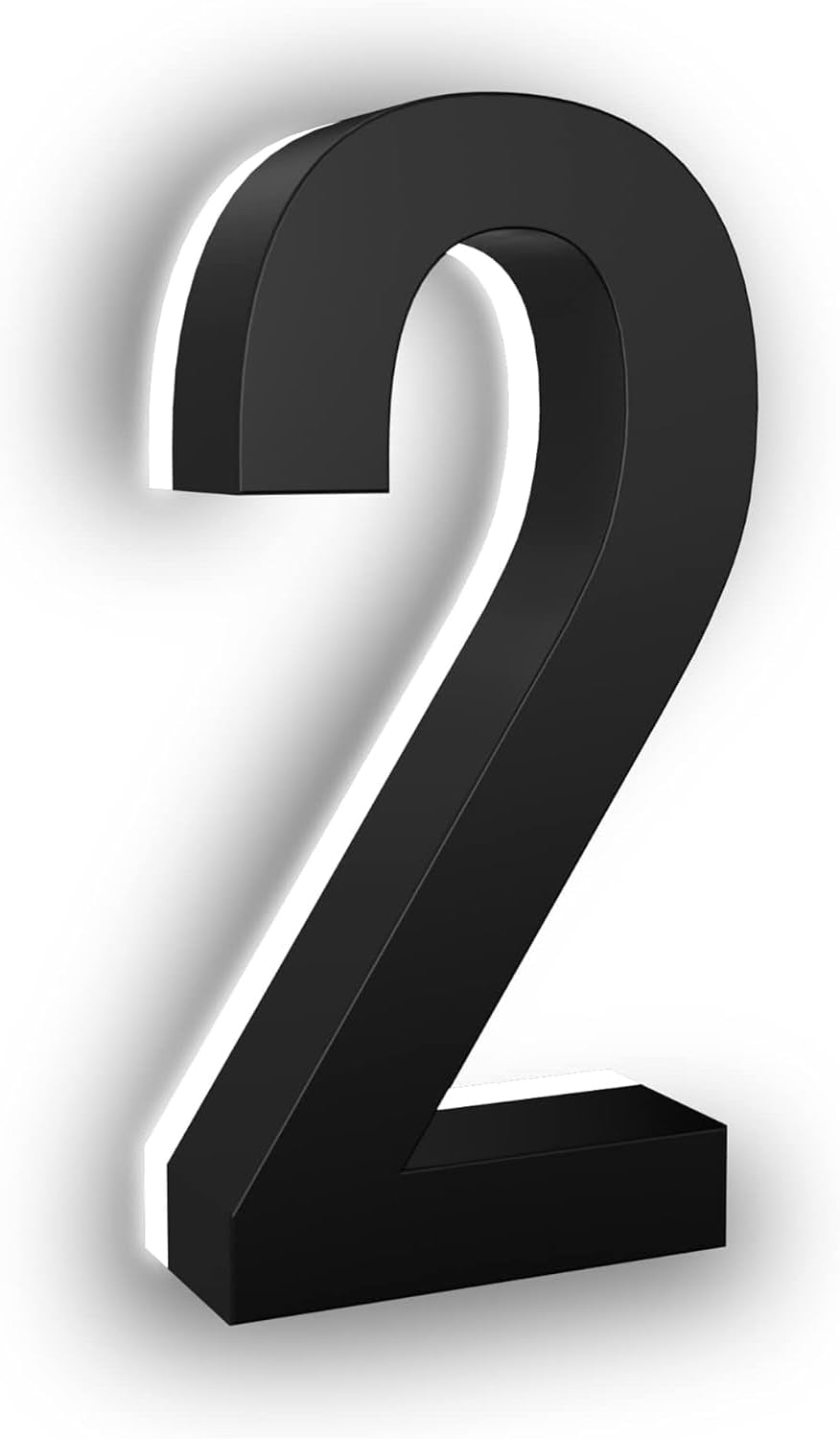 7 Inch Backlit LED House Number, 5000K White Light, ABS (2, Black)
