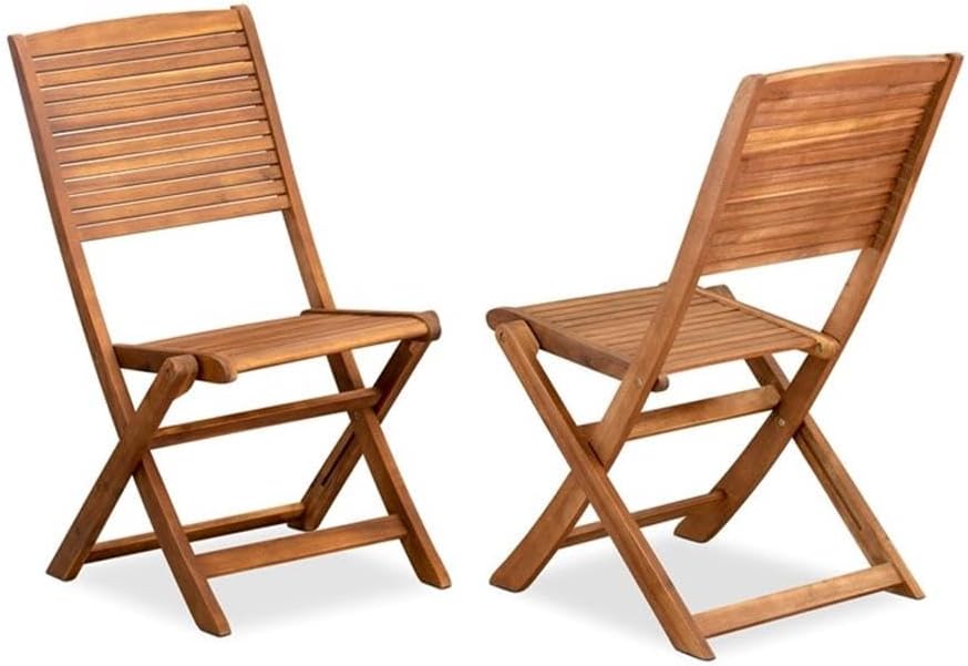 East West Furniture BFMCWNA Fremont Foldable Patio Dining Chairs - Acacia Woo...
