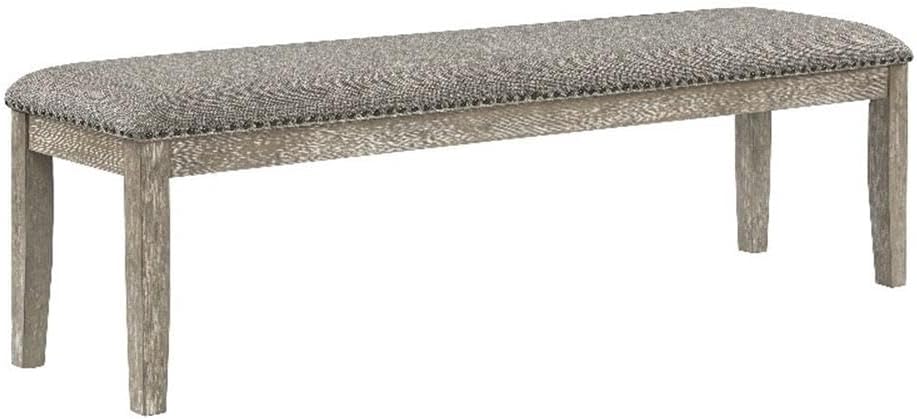 Pemberly Row Contemporary Wood and Fabric Dining Bench, 63.5" Wide, Wire...