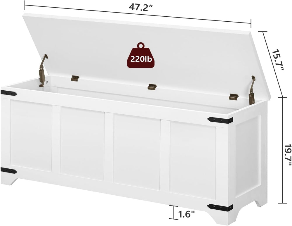 MAHANCRIS 47.2" Storage Chest Extra Large, Wooden Storage Bench with 2 S...