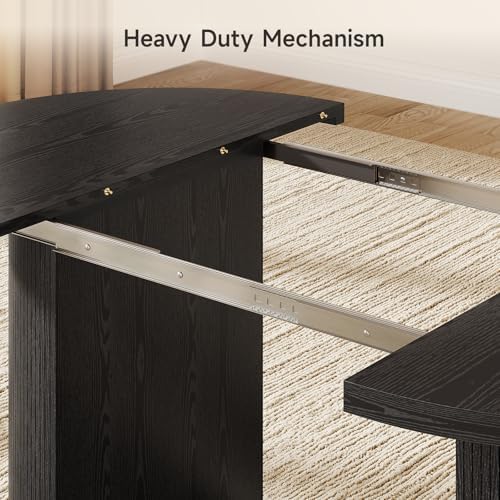 ONBRILL 41-78 Inch Extendable Dining Table for 4-8, Storage Shelf, Black