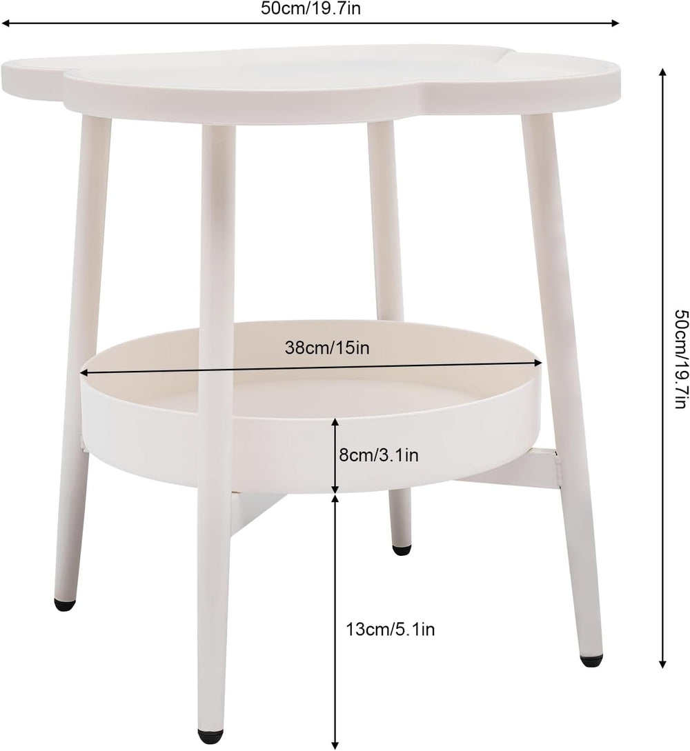 2 Tier Round Side Table, End Table with Storage Shelf, Small Round Nightstand...
