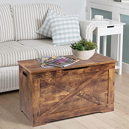 Timberer 31.5" Storage Chest, Wooden Storage Bench, Entryway Shoes Bench...