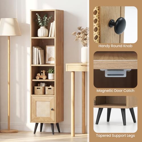GIANTEX 6-Tier Tall Narrow Bookcase, 54 Inches Slim Storage Cabinet with Adju...