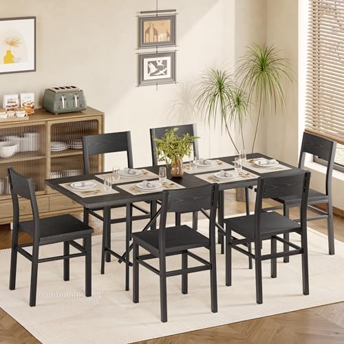 MECHYIN Black Dining Chairs Set of 6, Upgrade Farmhouse Kitchen Room Chair