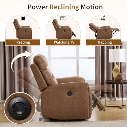 ANJ 3-Piece Power Recliner Sofa Set with Charging Ports, Include Single Recli...
