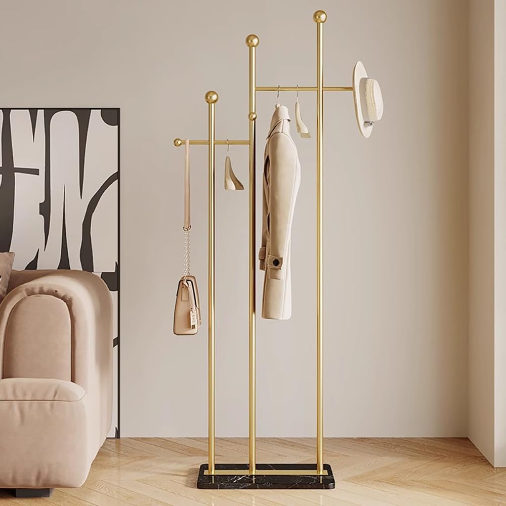 JIAYUEJU Standing Coat Rack for Bedroom 19.69 x 11.02 x 68.9 in (Gold)