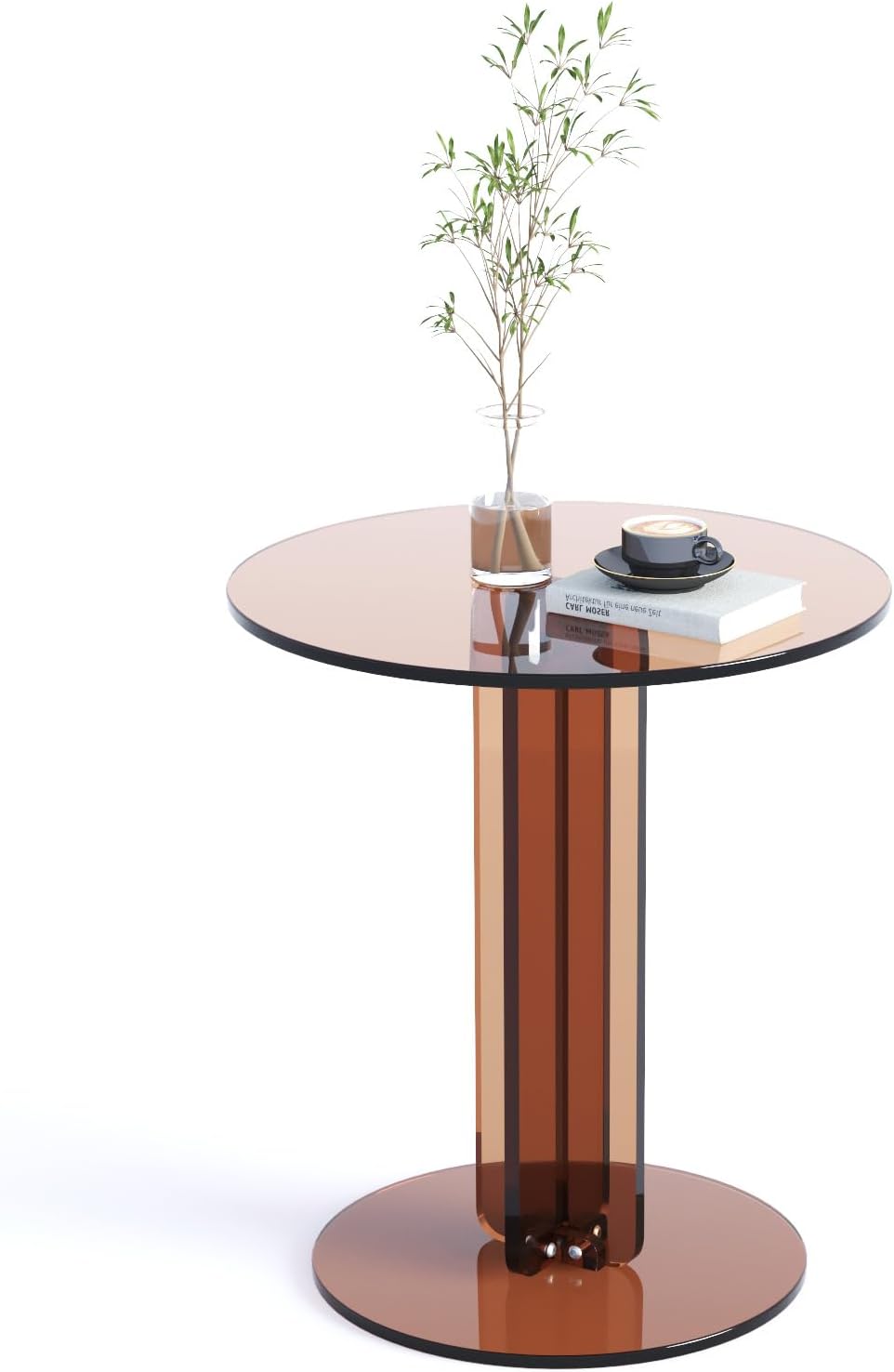 Round Acrylic Side Table, Modern Accent End Table, Minimalist Bedside Night S...
