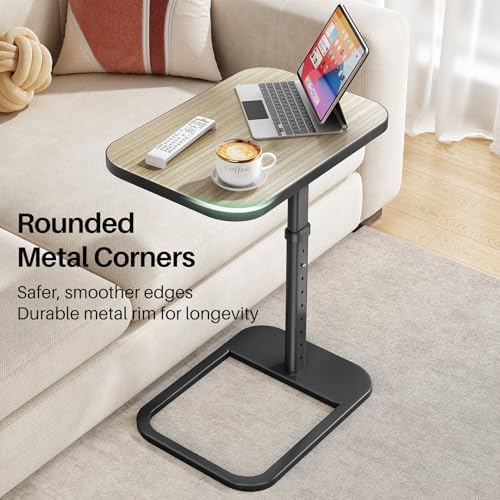 Driftwood Grey TV Tray Table, Adjustable Height & Rounded Metal Corners, ...