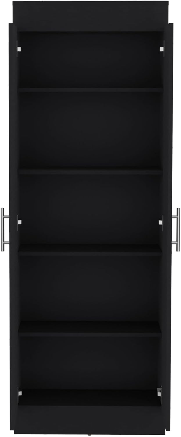 Modern Pantry Storage Cabinet, Tall Cupboard with 2 Doors, for Entryway Hallw...
