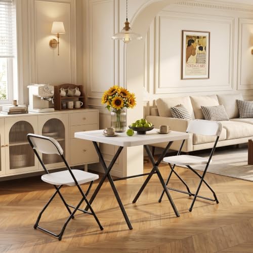 Folding Table and Chairs, 27" Square Folding Table with 2 Folding Chairs