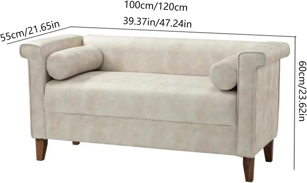 Modern Cloth End of Bed Bench for Bedroom,Upholstered Storage Ottoman with Ar...