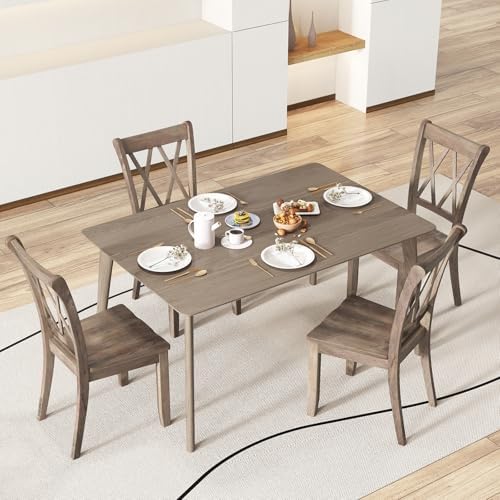 GOFLAME Wooden Dining Chairs Set of 4, Mid-Century Farmhouse Kitchen Side Cha...