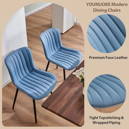 YOUNUOKE Dining Chairs Set of 2 Mid-Century Modern Kitchen Chairs Blue
