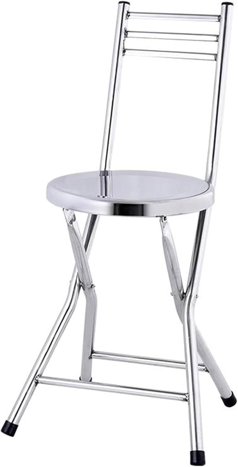 Folding Stool, Stainless Steel Bar Chair, Portable Collapsible Round Breakfas...