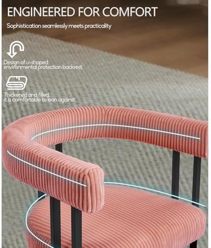 VIRRMO Boucle Dining Chair Set of 2 Corduroy Upholstered Dining Room Chairs K...
