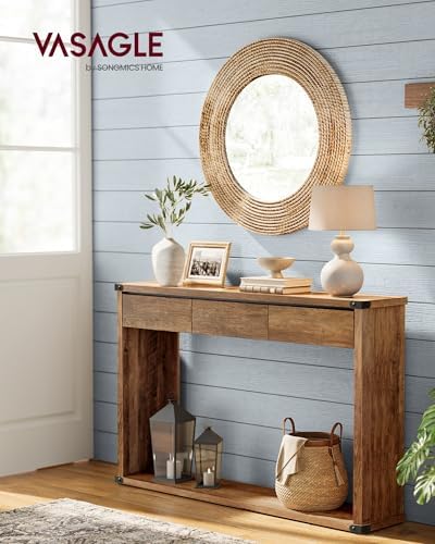 VASAGLE 47.2" Console Table with 3 Drawers, Entryway Table, Bottom Shelf...