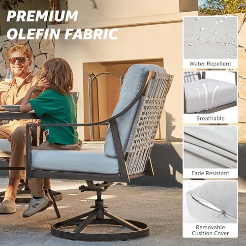 NATURAL EXPRESSIONS 5-Piece Patio Dining Set,4 Swivel Rockers & Round Table